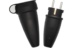 FELETEC ABL Gummi Schuko Stecker und Schutzkontakt Kupplung 230V Stromstecker für Verlängerungskabel