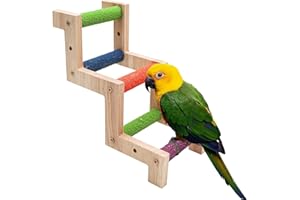 Dnoifne Bird Ladder Bridge, Wooden Parrot Climbing Toys, Bird Perch Stand, Cage Accessories for Small Animals Parrot Hamster Rat Squirrel Sugar Gliders Parakeets Cockatiels