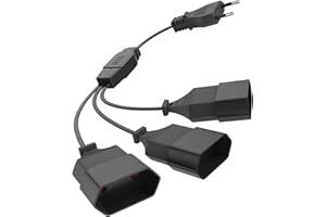 HITRENDS Przedłużacz euro, przedłużenie 0,3 m, krótki kabel sieciowy, 3 w 1, potrójna wtyczka typu C, maks. 0,75 mm², maks. 2,5 A/250 V do TV, PC, monitora, projektora, lampy, urządzeń gospodarstwa domowego