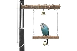 SUXGUMOE Bird Toys, Wood Bird Perches Parrot Standing Climbing Swing Toys Hanging Cage Accessories for Budgies Conures Cockatiels Parakeets Lovebirds