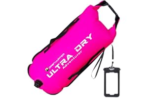ULTRA DRY ADVENTURER Flotador de remolque de boya de natación, bolsa seca altamente visible con cinturón ajustable, correa de transporte, funda impermeable para teléfono en aguas abiertas, deportes acuáticos, natación, 28