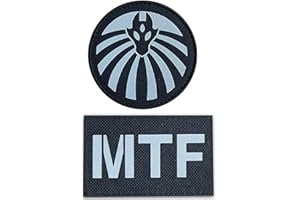 JUSTSWAG Kseen Tactical Nine-Tailed Fox & MTF Infrared Reflective Patch SCP Special Containment Procedures Foundation Military Morale Badges Emblem Applique Hook and Loop Fastener Backing Patches