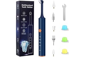 Zahnaufhellungsset, Wbbrbbr Zahnpolierer mit 4 Modi für Zahnreinigung & Zähne Aufhellen, zum Polieren nach der Zahnreinigung, Zahnaufhellung Bleaching Set mit 5 Köpfen und 3 Polierpasten (Blau)