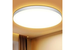 SWOIELTR Plafoniera LED Soffitto 24W Lampada da Soffitto 3000K 2000LM Plafoniera Bagno IP44 Impermeabile Ø28CM Rotonda Lampadario LED Moderna Luce Soffitto per Cameretta, Cucina, Soggiorno, Balcone, Corridoio