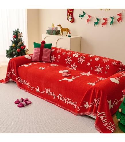 Highdi Telo Copridivano Natale Babbo Natale In Ciniglia - 180x300 Cm