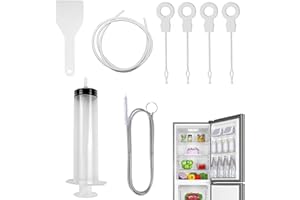 ZFLYXIAOHUA Kit Pulizia Frigorifero,8 pezzi Accessori Pulizia Frigorifero,1.5mSpazzolas di pulizia del foro di scarico del frigo,Con Siringa,Tubo,Raschietto, Insertis di Foro di Scarico,Per Frigorifero lavello
