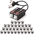 TECHGEAR 64x 8MP / 4K CCTV Passive Video Balun BNC Connector Adapter Transmitter & Transceiver, Male BNC to Easy Press-Fit UTP CAT5/5e/6/6e Cable for 4K / HD CCTV DVR Camera System (32 Pairs)