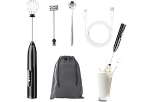 YSDYY Tragbarer elektrischer Milchaufschäumer, USB-Aufladung, tragbarer Mini-Getränkemixer, 3 einstellbare Stufen für Cappuccino, Latte, Milchkaffee, heiße Milchschokolade