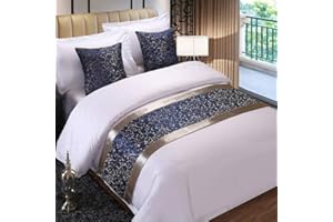WYHQL Bed Runners Bed Flag Champagne Jacquard Bed Scarf Runner Bedding Scarves for Home Hotel Guesthouse (Color : Blue, Size : Pillowcase*1)