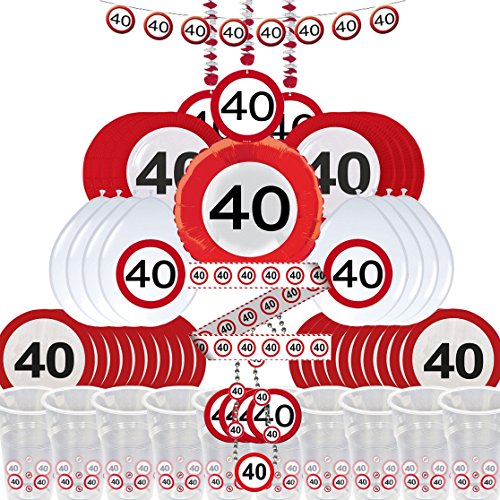 Partybox 40 Geburtstag 57-teilig Deko Verkehrsschild Partypaket
