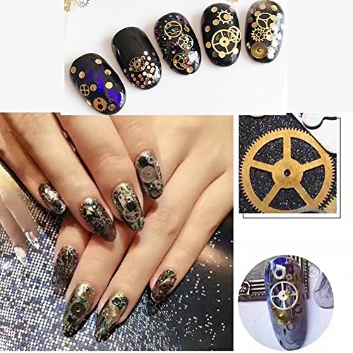 Blue Vessel Ultra-dünnen 3D Nail Art Deko Bronze Zeit Rad Steam Punk-Maniküre - 2