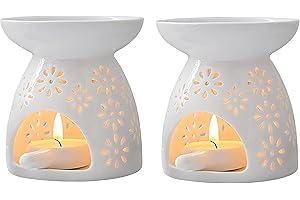 EIDOCT 2 Pack Ceramic Tealight Candle Holder Oil Burner, Essential Oil Burners,Lovely Aromatherapy Aroma Burner Ceramic Lamp Diffuser Candle Tealight Holder Home Bedroom Decor