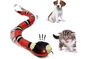 SWSDEE Jouet Serpent Électrique, Serpent Jouet pour Chat, Jouet Serpent à Sonnette, avec Câble USB, Détection Intelligente, pour Farce, Enfants, Animaux Interactifs