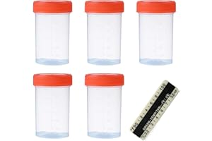 MIKIULY Contenedor Sellado de Orina,Recipientes para Orina,5 Botellas Contenedores de Muestras,Vasos con Tapas,Taza de Recolección de Orina, para Uso Médico de Laboratorio
