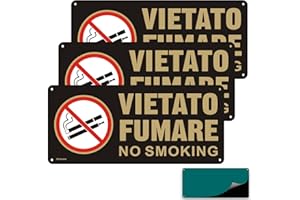 Ashoaza VIETATO FUMARE Alluminio No Smoking Adesivo Resistente per Esterno e Interno (Cm 29x13) (3 Pezzi Cartello Vietato Fumare) Riflettente, impermeabile e resistente ai raggi UV