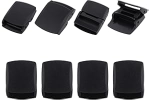Mikovivi 8pcs 38cm Plastic Belt Buckles, Nylon Canvas Web Belt Buckles Replacement for Women Men 1.4 to 1.5 Inches Wide Belts and Straps Accessories (Black)