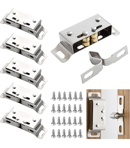 Chiavistelli Per Porta,12 Pezzi Chiusure A Doppio Rullo Chiavistelli Per Porta Chiusura A Sfera Con Fermo Zincato Con Viti Per Chiusura Anta Credenza, Armadi, Mobili, Cassetti (Bronzo - 7