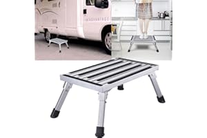Johgee Marche Pied Pliable Escabeau Pliant Aluminium Marchepied Caravane Antidérapant Capacité 150 kg, Taille 47 x 30 x 23 cm