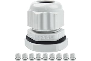 10 Pack M25 Cable Glands - Caianwin 25mm Stuffing Glands IP68 Waterproof Plastic Nylon Compression Glands Connectors for Electrical Boxes Junction Boxes Wall-Mounted Distribution Boxes