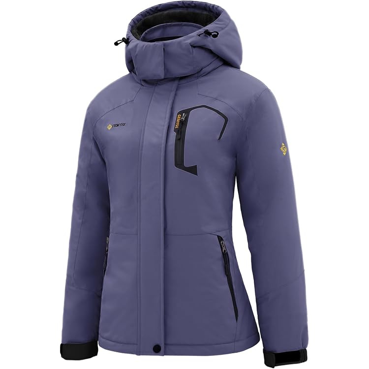 Veste De Ski Femme Imperméable Coupe-vent – Capuche Réglable – Poches Multiples – Pour Randonnée, Neige, Outdoor