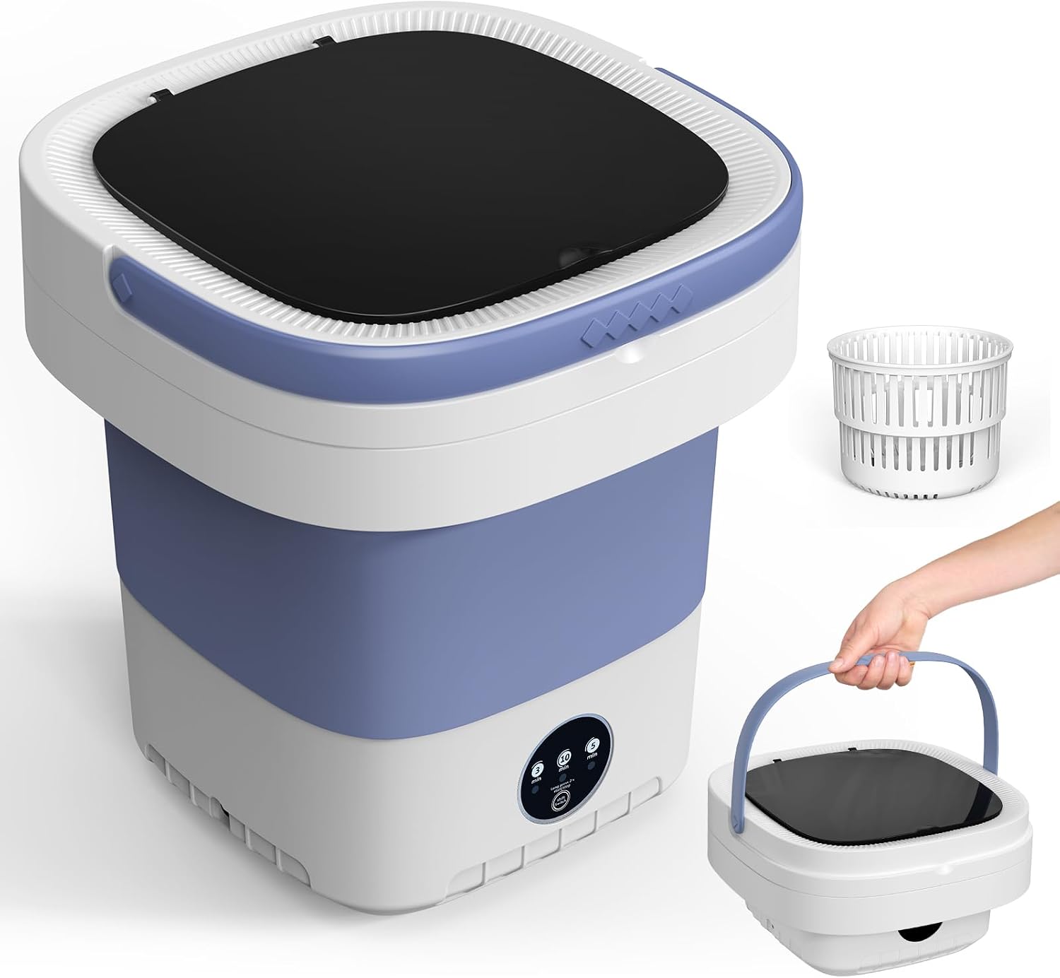 Portable Washing Machine, 12L Upgraded Mini Washing Machine With Spin Basket, Foldable Camping Washing Machine for Underwear, Baby Clothes Socks, Small Washing Machine for Apartments, Dorm,RV, Travel
