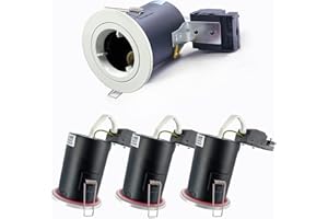 4XSweier 90 Minutes Fire Rated GU10 LED Recessed Spotlight,White Ceiling Light，Complete with GU10 lampholder Junction Boxm, IP20 Downlight.(Not Including Bulb)