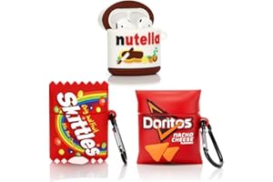 (3Pack) Case for Airpods 1 and Airpods 2, XMBYGY Silicone Airpods Case Protective Cover with Cute Funny Skin Design, with Keychain (Nutella+Skittles+Doritos)