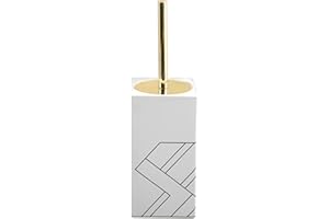 MSV Monolithic szczotka do WC szczotka do toalety, zestaw z ceramiki, kolor biały, złoty