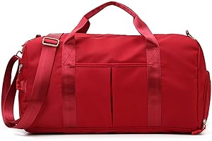 Elonglin Duffel Bag Sac De Sport avec Compartiment à Chaussures Séparé Sac de Voyage étanche Grande Capacité Sac Gym Piscine Fitness Sac Bandoulière Sac a Main Mixte Adulte 20-35L Rouge Vineux