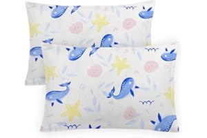 BABY AMABC Paire de taies d'oreiller en coton pour lit d'enfant - 40 x 60 cm - 100 % coton - Jolies et douces - Pour lit de garçon et fille - Imprimé monde marin