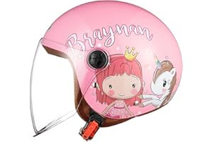 FREEUP Casque moto enfant, casque scooter, casque jet avec pare-soleil, casque de scooter pour filles, casque de cyclomoteur pour garçons, poche à fermeture rapide, 48-55cm, pour enfants 5-12 ans