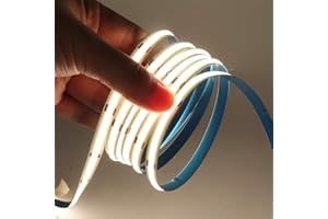 HEGEHE Tira de LED COB de 12V con Interruptor Alimentación, Luz Flexible de 320 LED/m, Cinta Autoadhesiva Luz para la decoración del Retroiluminación de TV del Armario (5m, Blanco Natural)