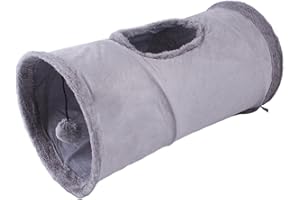 Otherway Tunnel pour Chat, Tunnel Lapin, Tunnel Pliable pour Chat avec 1 Trous, pour Chats, Lapins, Pliable Tunnel De Jeu pour Les Chats Lapins Chiens Cochons d'Inde Animaux De Compagnie, Gris
