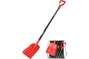 COFIT 120cm Pala Nieve Coche con Mango, Picas Jardineria Portátil, Hielo, Arena, Barro Herramienta Remoción para Calzada Al Aire Libre Acampada, Rojo