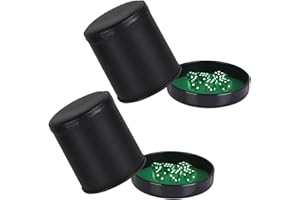 Lonimia 2 tazas de cubo de piel sintética con interior de terciopelo, con tapa, incluye 12 cubos acrílicos (cubos, piel sintética)