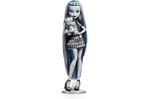 Monster High Reel Drama - Frankie Stein, bambola da collezione in stile bianco e nero con accessori, poster cinematografico a tema film dell'orrore incluso, giocattolo per bambini, 6+ anni, HKN29