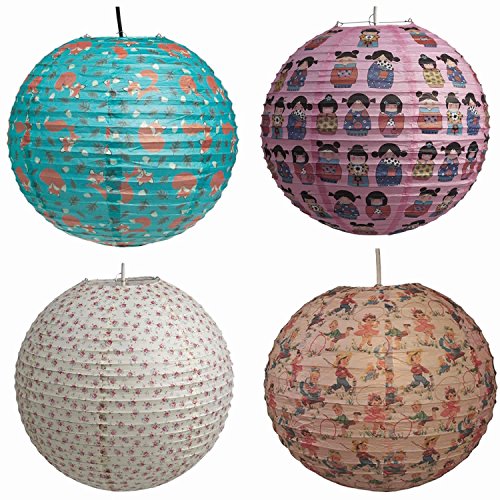 LS Design Papierlampenschirm Papierlampe Hängeleuchte Lampion Vintage Kid