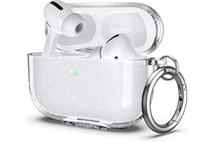 ‎ULAK ULAK für AirPods Pro 2/1 Generation Hülle, Durchsichtig Stoßfest Hülle Dünn Schutzhülle mit Karabin Transparent Ladecase für Apple AirPods Pro 1st/2nd - Glitzer
