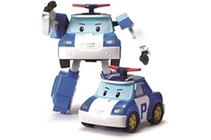 Robocar Poli Véhicule Robot Transformable Poli - 10 cm - Se transforme en Robot ou en Voiture de Police, Jouet pour Enfants de 3,4,5,6,7,8 3 Ans
