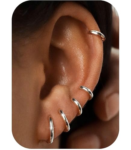 JEYORZY Orecchini a Cerchio di Cartilagine in Acciaio Inox - 3 Paia Anallergici Piccoli per Donna e Uomo - 8mm, 10mm, 12mm