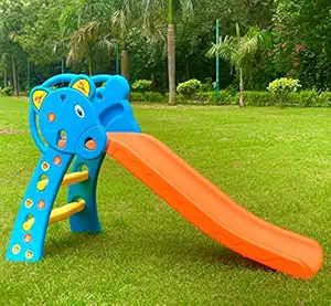 BabyGo Nara Toy Slide for Kids- Foldable Playground Plastic Slide Jhula - Junior Play Toddler Slide - Indoor & Outdoor Backyard Slide - Freestanding Climber Game Slide for Kids (140 cm x 80 cm x 60cm)