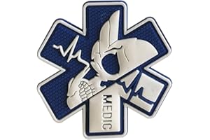 OHRONG Medico Toppa in gomma 3D PVC emblema tattico ACU EMS EMT MED paramedico primo soccorso morale teschio militare gancio di fissaggio distintivo per borsa zaino kit di primo soccorso sacchetto bianco-blu