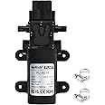 VerRich DC 12V Water Pump 116PSI 8 Bar Diaphragm Pump with Pressure Switch 4L/Min 1GPM 3/8" 10mm Connector with 2 Adjustable Hose Clamp for Water taps,Motorhome,Caravan