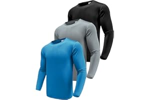 BOYZN Herren 3er Pack Langarmshirt T-Shirts, UPF 50+ UV Schutz Schnelltrocknend Funktionsshirt Laufshirts, Atmungsaktiv Langarm Sportshirt Gym Running Top Outdoor Workout Fitness Oberteil für Männer