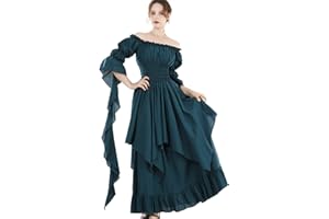 CR ROLECOS Women's Renaissance Dress Retro Victorian Medieval Long Dress Gothic Dress