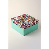 Hediye Kutusu, Modern Şekiller Canlı Geometrik Tasarım, Premium Karton Hediye Kutusu, 26x26x13 cm