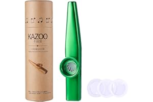 WANDIC Kazoo und 3 Membranflöten aus Aluminiumlegierung, mit Vintage-Geschenkbox, goldfarben type 1 grün