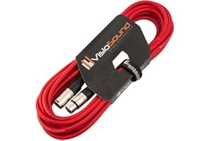 VisioSound Male to Female XLR Mic Lead/Balanced Microphone/Mic Patch Cable / 7 Colours 6m Red