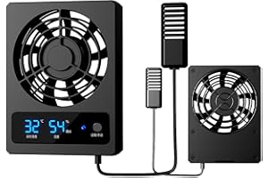 Ventilation Fan for Reptile Enclosure,Smart Cooling Fan for Reptile Tank with LED Display - Low Noise Ventilation Fan, Efficient Reptile Temp and Humidity Gauge for Reptiles, Snakes, Rainforest Cenmoo