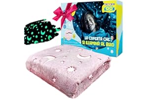 HOME KOKO LOOK Plaid Magica Coperta Che si Illumina al Buio 130x150cm Coperta Pile Plaid Fluorescenti Plaid Illuminante Coperta Bambino Natale Coperta Morbida Luminosa Regalo Bambino Bambina - Rosa